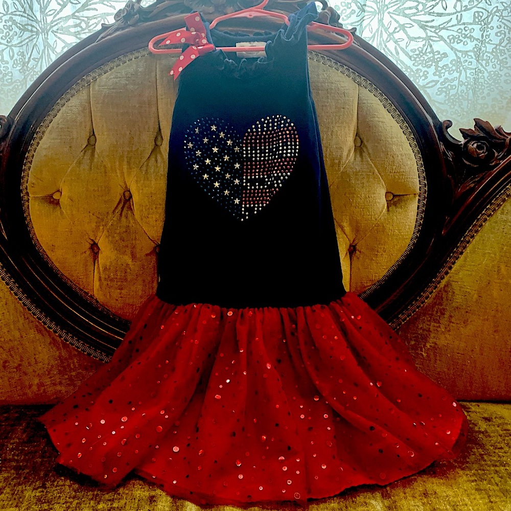 Rare Editions 4th of July sleeveless dress w/sequins & tull skirt. So cute! 6X